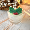 Bougie mini verrine houx givré 